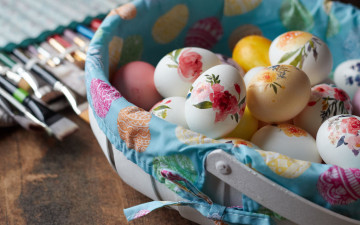 Картинка праздничные пасха корзинка писанки