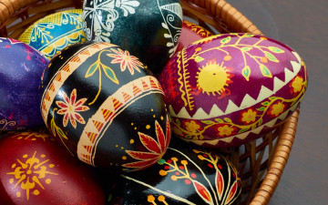 Картинка праздничные пасха корзинка писанки