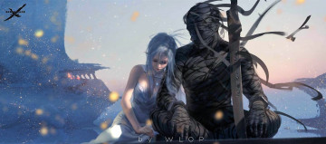 Картинка фэнтези _ghost+blade+ +призрачный+клинок мумия клинок эльфийка