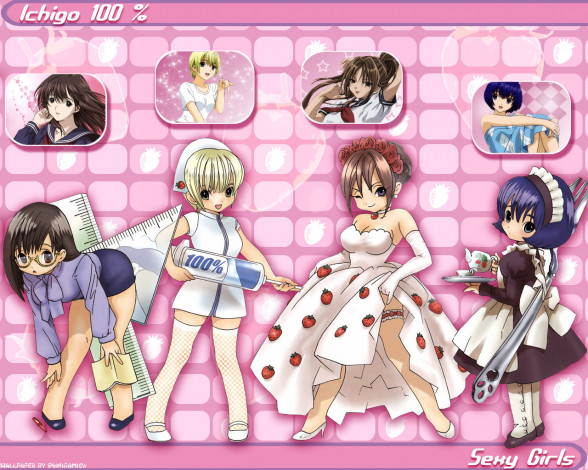 Обои картинки фото аниме, ichigo, 100%