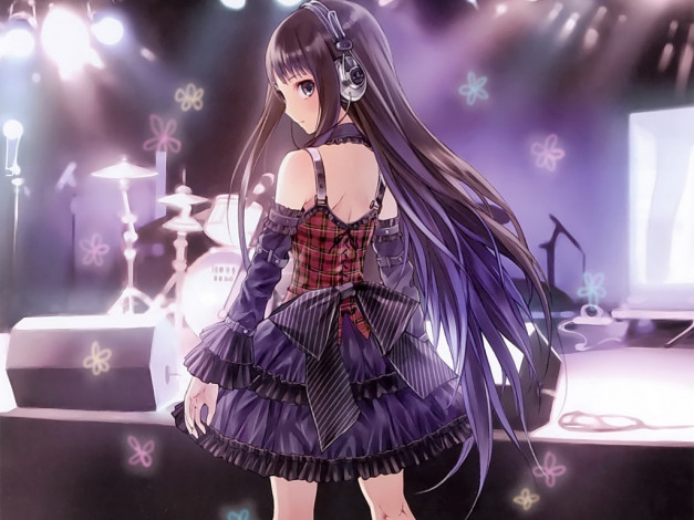 Обои картинки фото аниме, kamisama, no, memo, chou, alice, memochou, наушники, музыка