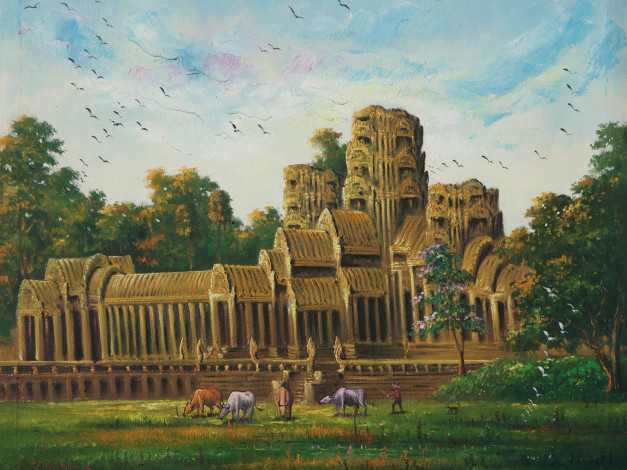 Обои картинки фото рисованные, города