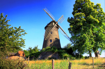 Картинка разное мельницы пейзаж деревья мельница