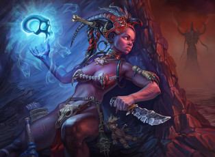 Картинка diablo+iii +reaper+of+souls фэнтези маги +волшебники witch doctor фан-арт магия