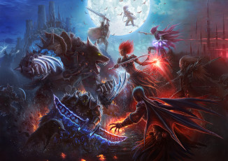 Картинка фэнтези существа магия замок битва сражение вампир эльфы оборотень