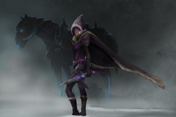 Картинка фэнтези существа снег конь монстр капюшон плащ нож tsali