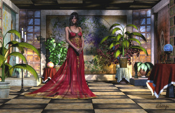 Картинка 3д+графика люди+ people девушка взгляд платье