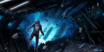 Картинка фэнтези люди обломки астронафт космос