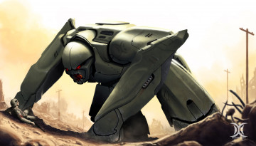 Картинка фэнтези роботы +киборги +механизмы человек робот