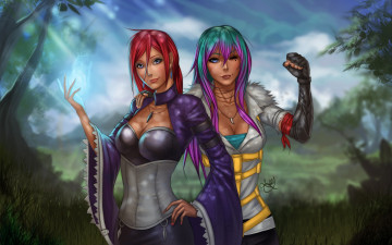 Картинка фэнтези девушки лес поляна деревья