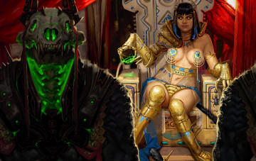 Картинка фэнтези красавицы+и+чудовища царица магия монстр киборг девушка трон