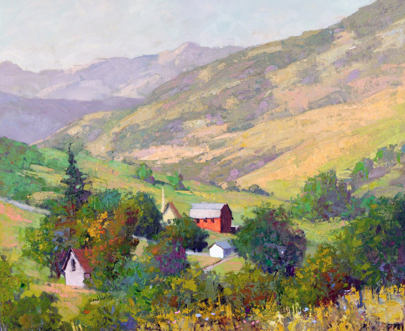 Обои картинки фото рисованные, живопись, creek, mink, in, spring, wallis, sean