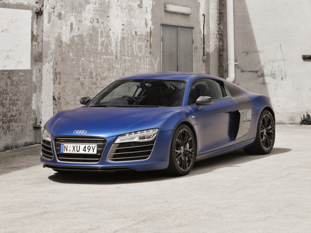 Обои картинки фото автомобили, audi, 2013г, синий, au-spec, plus, r8, v10