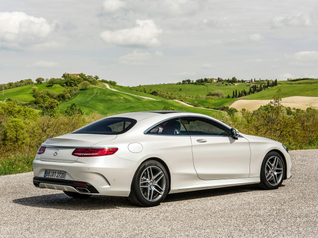 Обои картинки фото автомобили, mercedes-benz, amg, c217, package, sports, светлый, 2014г, s, 500, coupе, 4matic