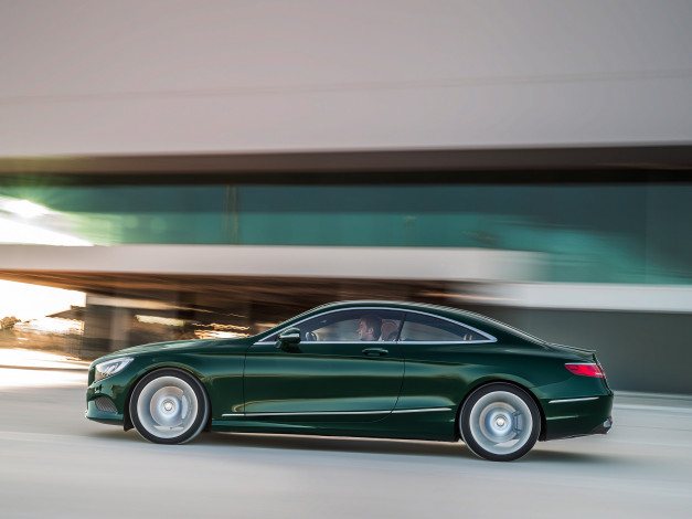 Обои картинки фото автомобили, mercedes-benz, c217, 4matic, зеленый, 2014г, coupе, s, 500