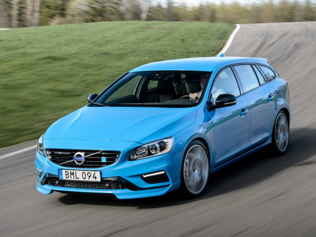Обои картинки фото автомобили, volvo, polestar, v60, синий, 2014г