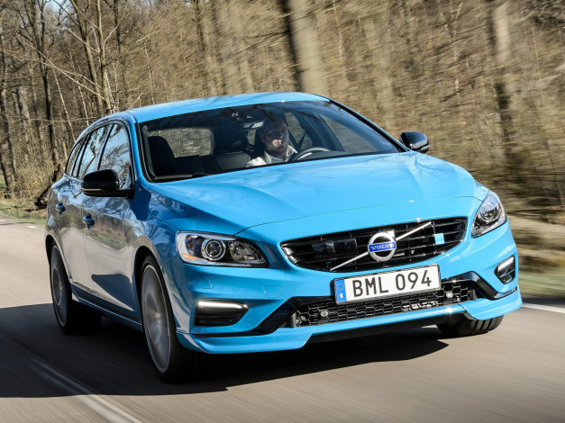 Обои картинки фото автомобили, volvo, polestar, v60, синий, 2014г
