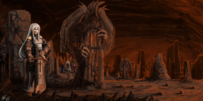 Обои картинки фото фэнтези, красавицы и чудовища, девушка, монстр