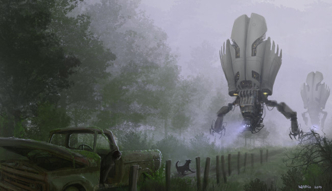 Обои картинки фото фэнтези, роботы,  киборги,  механизмы, машина, собака