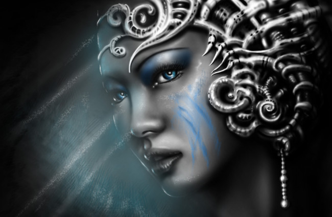 Обои картинки фото фэнтези, девушки, украшения, взгляд, девушка