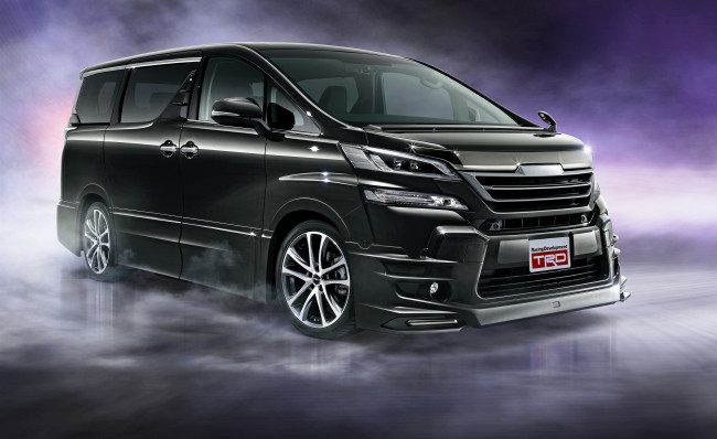 Обои картинки фото автомобили, toyota, темный, 2015г, vellfire, trd