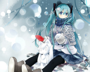 Картинка аниме vocaloid взгляд девушка фон