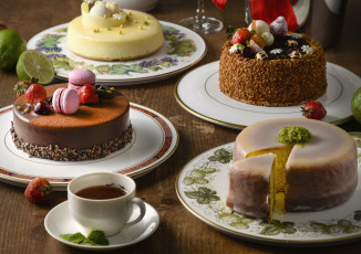 Картинка еда торты макарун чай крем ягоды десерт торт