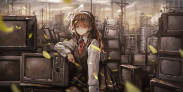 Картинка аниме оружие +техника +технологии девушка