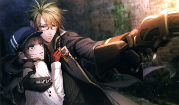 обоя аниме, code realize, art, miko, code, realize, visual, novel, стена, очки, перчатки, костюм, испуг, ружье, ночь, cardia, beckford, abraham, van, helsing