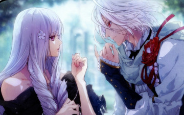 Картинка аниме wand+of+fortune art kagerou usuba reine des fleurs visual novel violette orpheus взгляд руки двое красные глаза