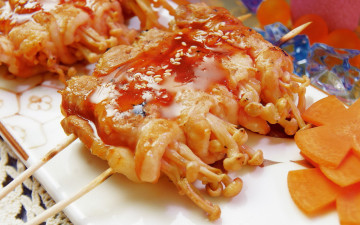 Картинка еда грибы +грибные+блюда рулеты шпажки