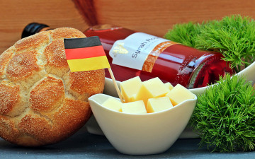 Картинка еда разное флажок зелень сыр вино хлеб