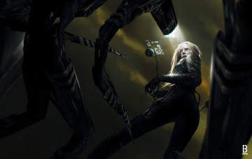 Картинка фэнтези роботы +киборги +механизмы фантастика арт sci-fi девушка взгляд костюм