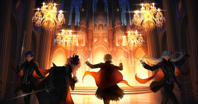 Обои картинки фото аниме, ensemble stars, замок, парни