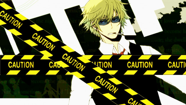 Обои картинки фото аниме, durarara, shizuo, heiwajima, сигарета, очки