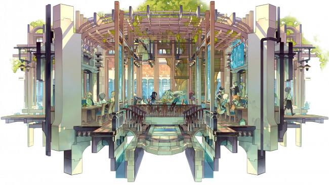 Обои картинки фото аниме, город,  улицы,  здания