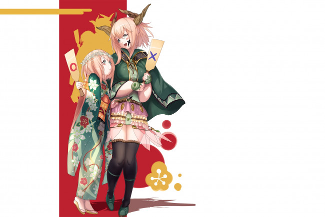 Обои картинки фото аниме, животные,  существа, девушки