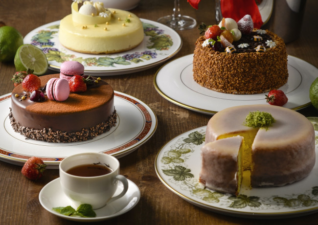 Обои картинки фото еда, торты, макарун, чай, крем, ягоды, десерт, торт