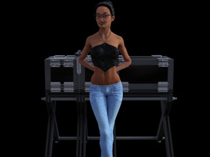 Картинка 3д+графика люди+ people девушка взгляд фон