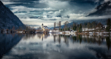 Картинка города -+пейзажи альпы озеро austria горы австрия grundlsee