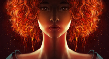 Картинка рисованное люди арт рыжая девушка