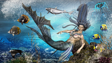 Картинка 3д+графика существа+ creatures русалка