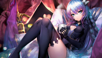 Картинка аниме chain+chronicle +haecceitas+no+hikari девушка чашка чулки косы