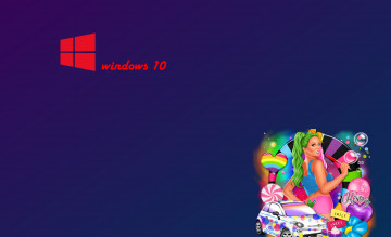 обоя компьютеры, windows  10, фон, логотип