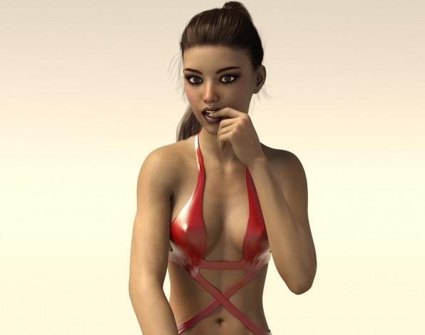 Обои картинки фото 3д графика, люди , people, фон, взгляд, девушка