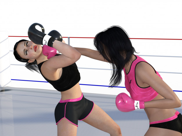 Обои картинки фото 3д графика, спорт , sport, бокс, фон, взгляд, девушки