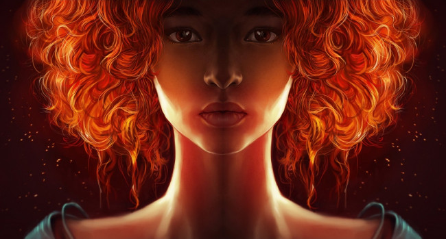 Обои картинки фото рисованное, люди, арт, рыжая, девушка