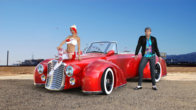 Обои картинки фото 3д графика, люди-авто, мото , people- car ,  moto, девушка, взгляд, фон