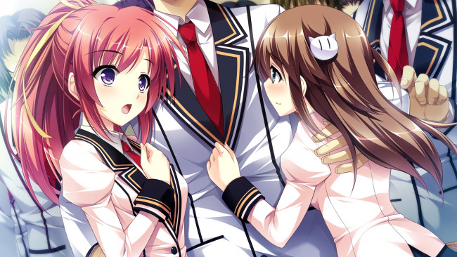 Обои картинки фото аниме, mote sugite shuraba na ore, девушки, парень