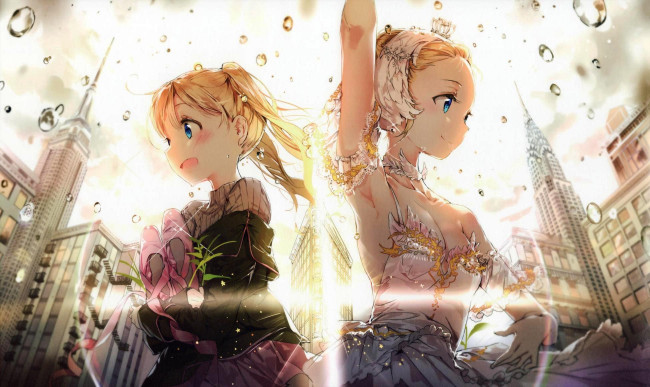 Обои картинки фото аниме, unknown,  другое, девушки, балерины, пуанты, города